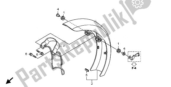 All parts for the Front Fender of the Honda VT 1300 CX 2010