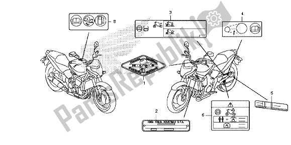 All parts for the Caution Label of the Honda CB 600F Hornet 2013