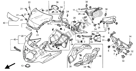 Alle onderdelen voor de Bovenste Kap van de Honda CBR 1100 XX 2000