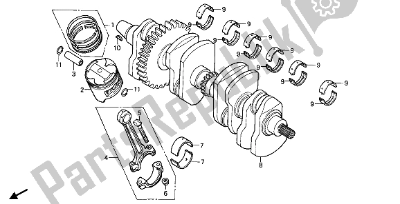 Tutte le parti per il Albero Motore E Pistone del Honda CBR 600F 1988