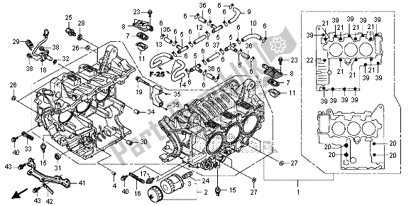 All parts for the Cylinder Block of the Honda GL 1800B 2013