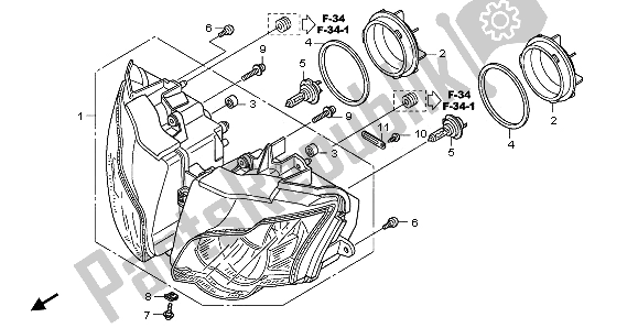 All parts for the Headlight (eu) of the Honda CBR 1000 RA 2009