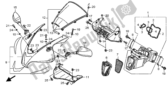 Tutte le parti per il Cappuccio Superiore del Honda CBR 600 RA 2010