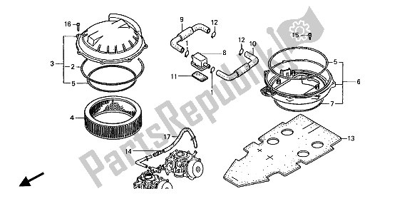 All parts for the Air Cleaner of the Honda ST 1100A 1994