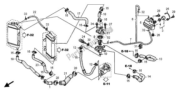 All parts for the Water Hose & Thermostat of the Honda XL 700V Transalp 2011