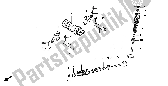Todas as partes de árvore De Cames E Válvula do Honda CBR 125 RW 2010