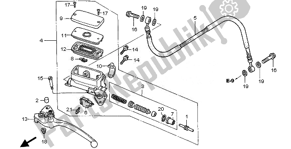 All parts for the Clutch Master Cylinder of the Honda VFR 800A 2008
