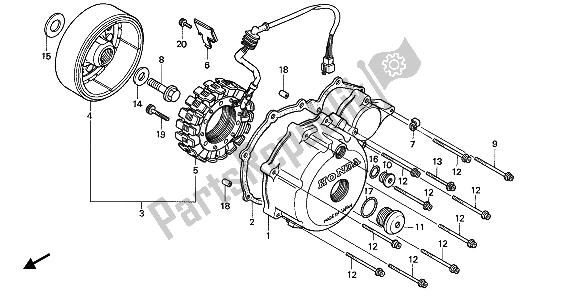 All parts for the Left Crankcase Cover & Generator of the Honda XL 600V Transalp 1993