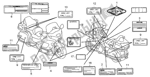 All parts for the Caution Label of the Honda GL 1800 Airbag 2007