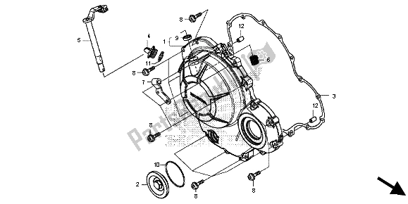 All parts for the Right Crankcase Cover of the Honda CB 500F 2013