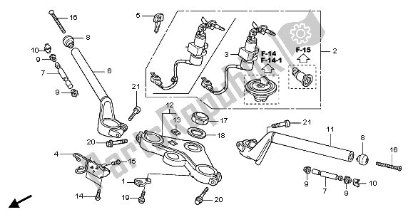 Alle onderdelen voor de Handvatpijp & Hoogste Brug van de Honda CBR 125 RW 2005