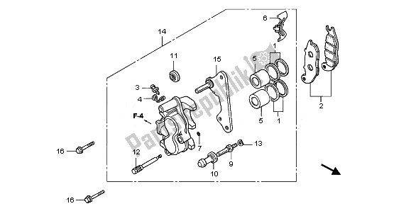 All parts for the Front Brake Caliper of the Honda ANF 125 2011