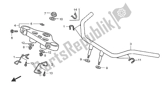 All parts for the Handle Pipe & Top Bridge of the Honda VT 750C 2005