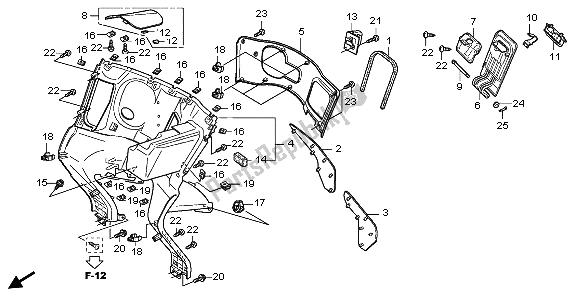 All parts for the Inner Box of the Honda FES 125A 2009