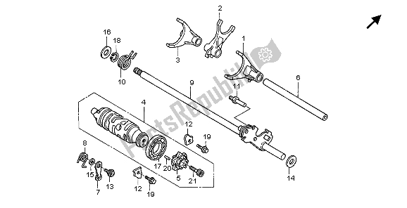 All parts for the Gearshift Drum of the Honda CBR 1100 XX 2007