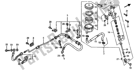 Todas las partes para Cilindro Maestro Del Freno Trasero de Honda ST 1100 1990