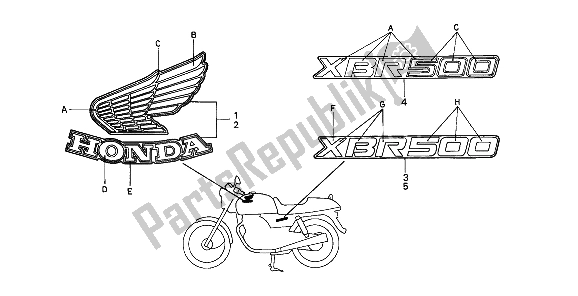 Todas las partes para Marca de Honda XBR 500S 1988