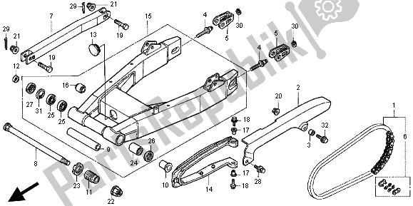 All parts for the Swingarm of the Honda CB 1300X4 1998