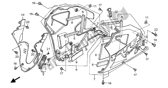 Tutte le parti per il Cappuccio Inferiore del Honda VTR 1000 SP 2002