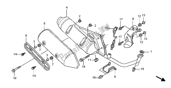 All parts for the Exhaust Muffler of the Honda SH 150D 2009