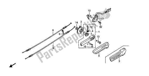 All parts for the Reverse Bar & Reverse Cable of the Honda GL 1500 1990