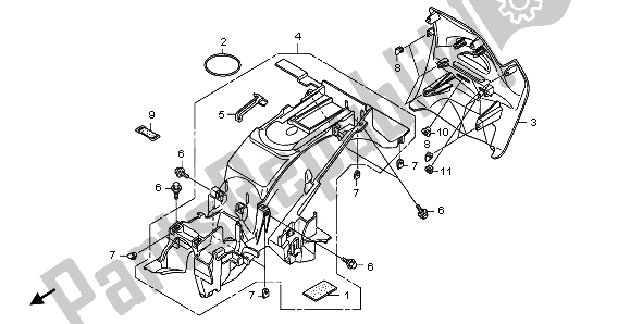 All parts for the Rear Fender of the Honda NT 700V 2009