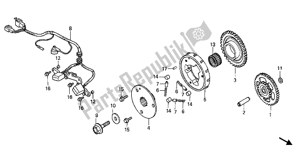 All parts for the Pulse Generator of the Honda VFR 750F 1992