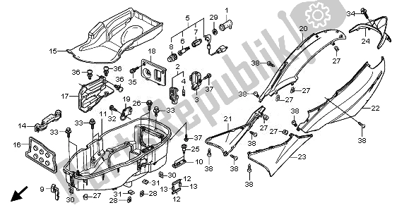 Todas as partes de Capa De Corpo E Caixa De Bagagem do Honda FES 125A 2008