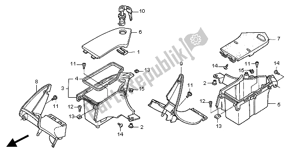 All parts for the Fairing Pocket of the Honda NT 650V 2004
