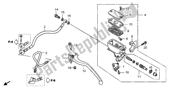 All parts for the Rear Brake Mastercylinder of the Honda NSS 250S 2010