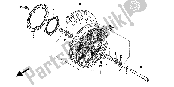 All parts for the Front Wheel of the Honda NC 700D 2012