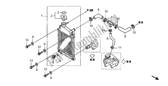 Alle onderdelen voor de Radiator van de Honda NHX 110 WH 2010