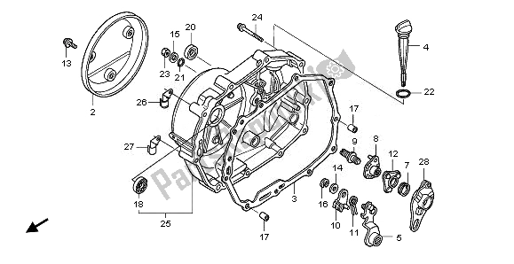 Todas las partes para Tapa Del Cárter Derecho de Honda ANF 125 2011