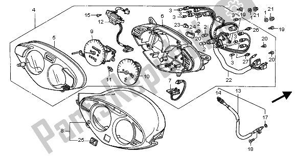 All parts for the Meter (mph) of the Honda NT 650V 2001