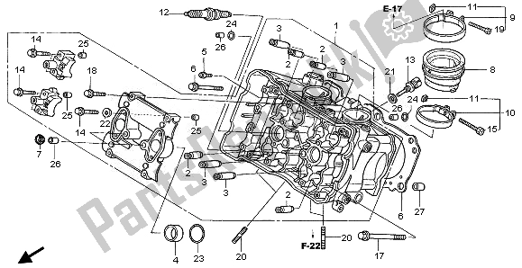 All parts for the Cylinder Head (front) of the Honda VFR 800 2010