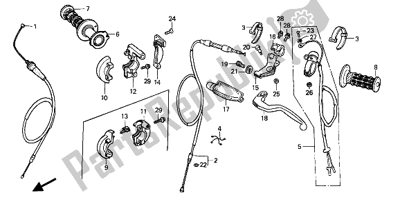 Tutte le parti per il Maniglia Leva E Interruttore E Cavo del Honda CR 125R 1989