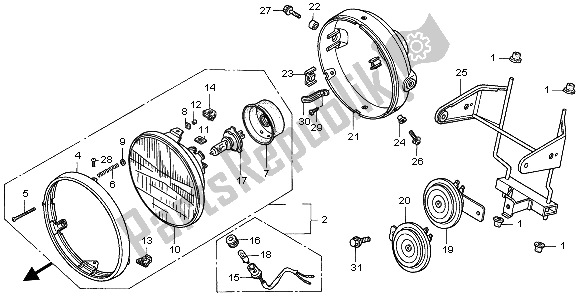 Toutes les pièces pour le Phare (royaume-uni) du Honda CB 750F2 1999