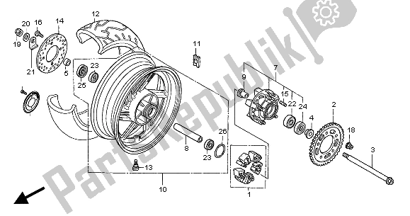 Todas las partes para Rueda Trasera de Honda CBF 600N 2004