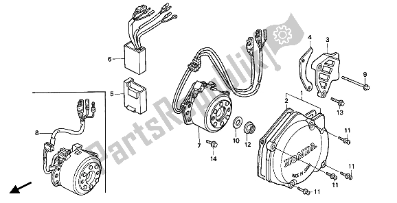 All parts for the Left Crankcase Cover of the Honda CR 125R 1992
