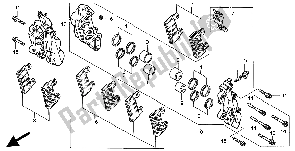 All parts for the Front Brake Caliper of the Honda CBR 900 RR 1999