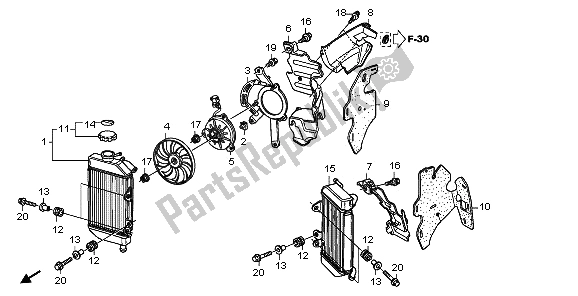 Tutte le parti per il Termosifone del Honda XL 700 VA Transalp 2009