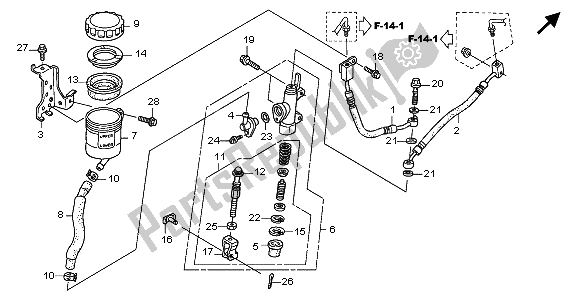 All parts for the Rr. Brake Master Cylinder of the Honda ST 1300A 2009