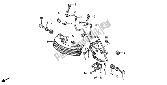 All parts for the Oil Cooler of the Honda XR 250R 1990