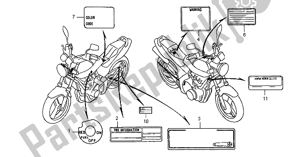 Toutes les pièces pour le étiquette D'avertissement du Honda CB 600F Hornet 2001