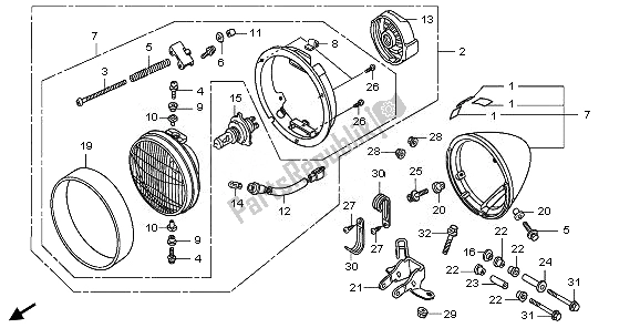 Tutte le parti per il Faro (eu) del Honda VT 750C 2008