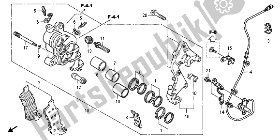 All parts for the R. Front Brake Caliper of the Honda CB 600 FA Hornet 2012