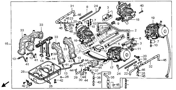 All parts for the Carburetor Assy. Of the Honda ST 1100A 1997