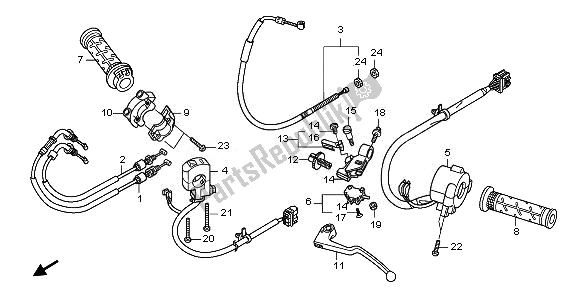 Todas las partes para Manejar Palanca E Interruptor Y Cable de Honda CBR 1000 RR 2008