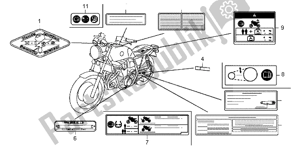 Todas as partes de Etiqueta De Cuidado do Honda CB 1100A 2013