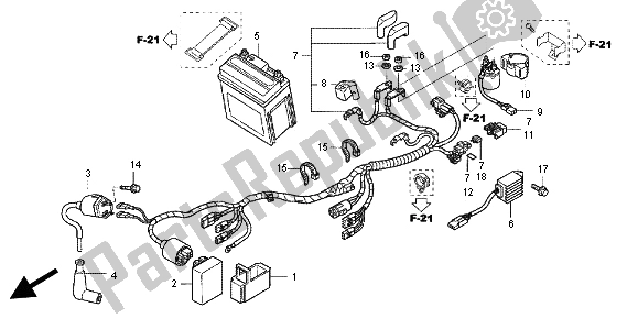 Alle onderdelen voor de Kabelboom van de Honda TRX 90 2012
